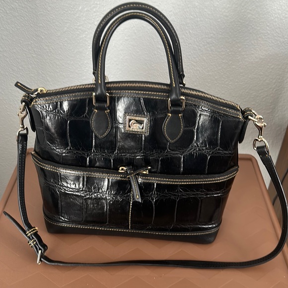 Dooney & Bourke Bags Dooney Bourke Black Genuine Croco Leather Tote